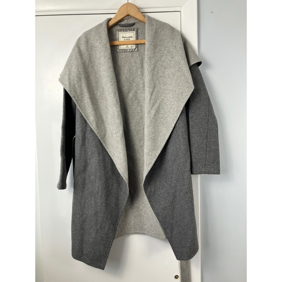 Abercrombie Fitch Women's Wool Blend Wrap Coat Gray Size XS - Picture 3 of 10